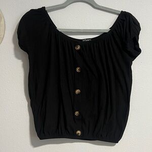 Black Button-Up Women's Top